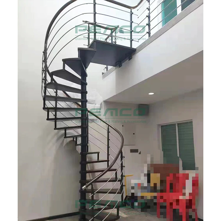 China Factory Prefab Stairs Round Spiral Stairs Modern Custom Tube Railing Spiral Staircases