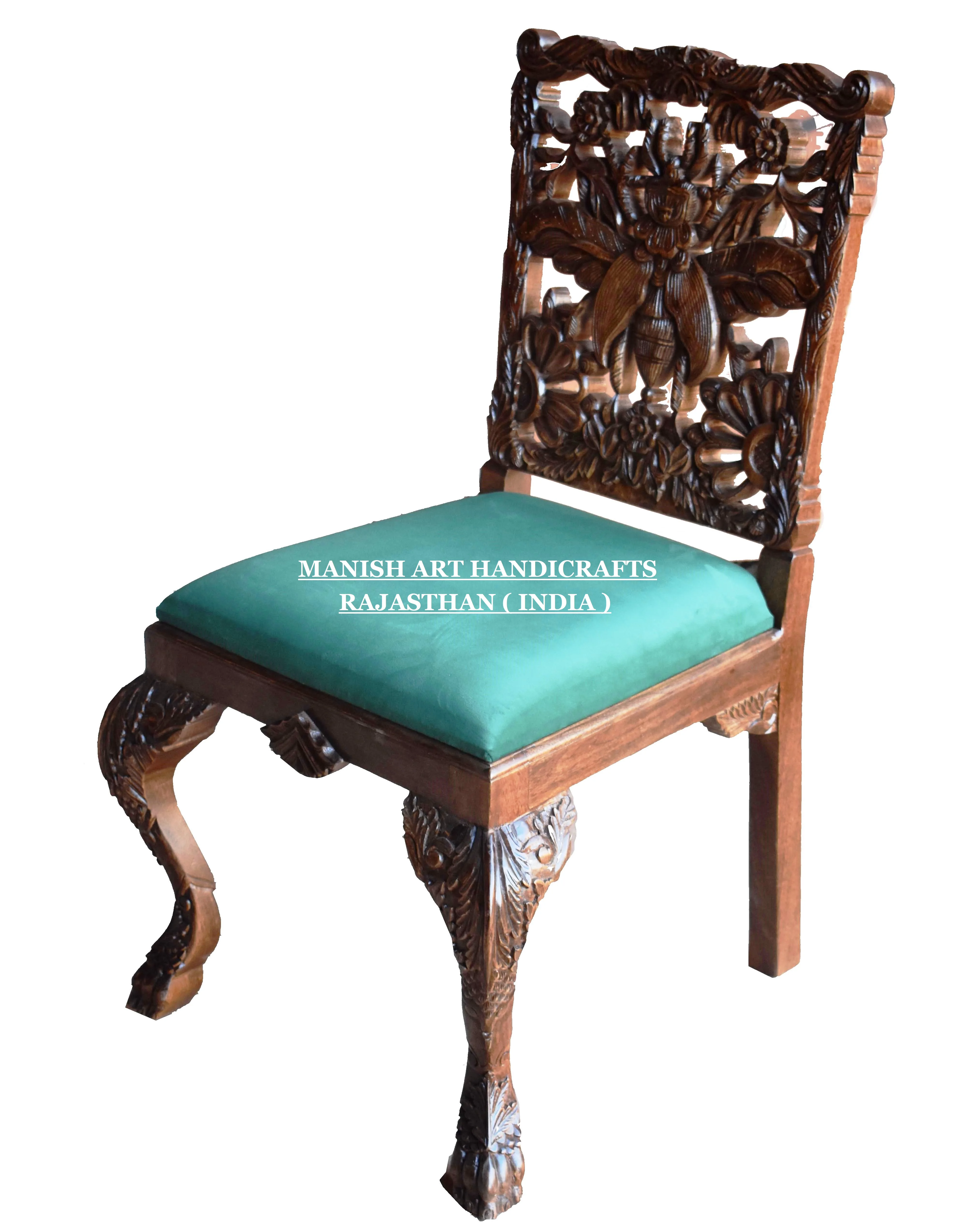 modern luxury vintage antique royal living room indian dining furniture wooden carved menagerie honey bee armless dining chair
