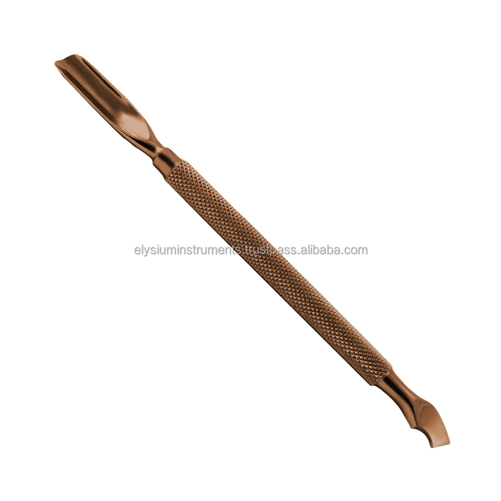 Rose Gold Plasma High Quality Double-ended Nail art Stainless Steel Spoon Cuticle Pusher Scraper Manicure Tool Private Label