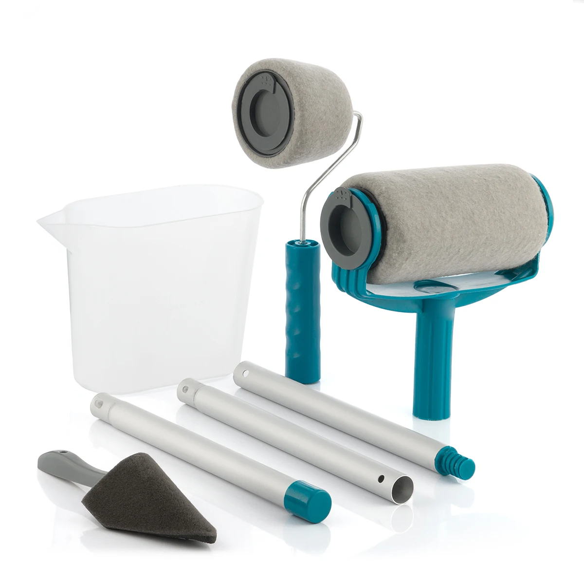 Set of Refillable, Anti-drip Paint Rollers Roll'n'paint Innovagoods 5 Pieces Blue Wall Painting Tools Morden V0101222