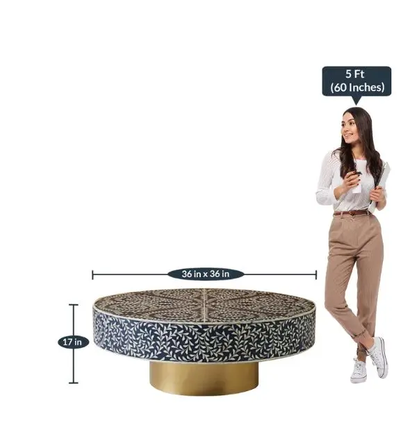 Mother of Pearl Inlay Furniture Wholesale Bone Inlay Coffee Table Black Color Modern Home Furnishing Decorative Accessories