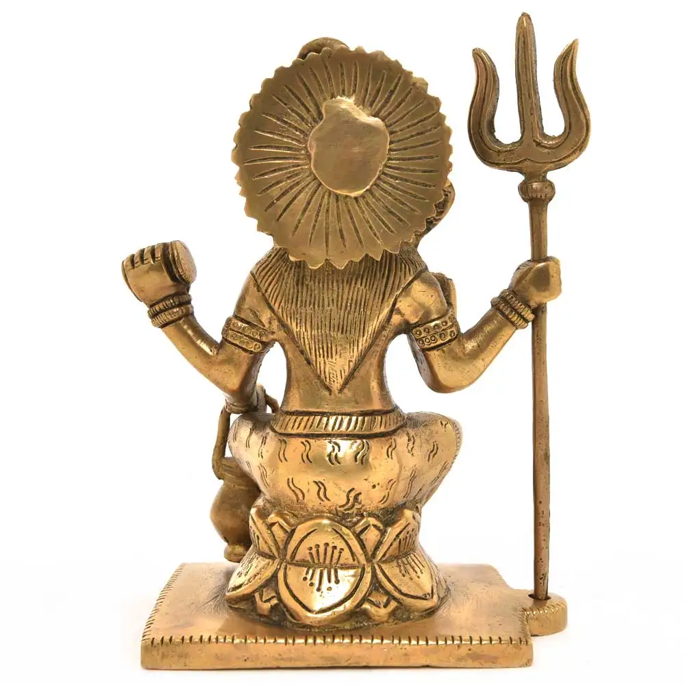 Handmade Indian Brass Golden Lord Shiva and Trishul Kamandal Dholak Sculptures Figurine Statue Home Decor Gift Items SMG-477