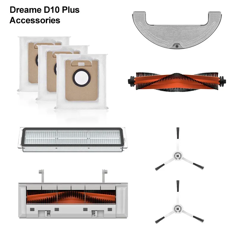 robot Vacuum Cleaner Replacement Parts Accessories Main/Side Brush/Cover/Filter/Dust Bag/Rag for Dreame Bot D10 Plus