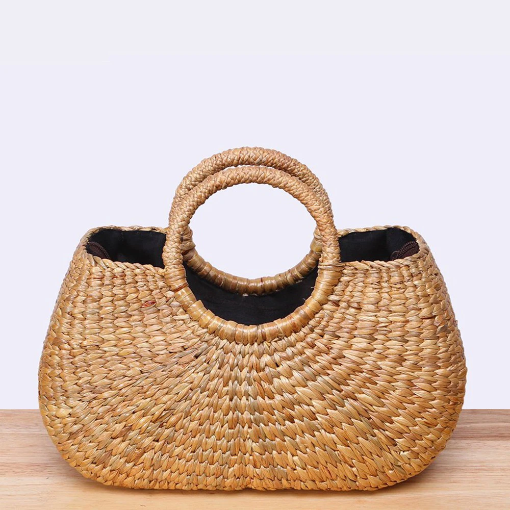 Bulk quantity wholesale eco friendly biodegradable water hyacinth lady bag women handbags shopping bags