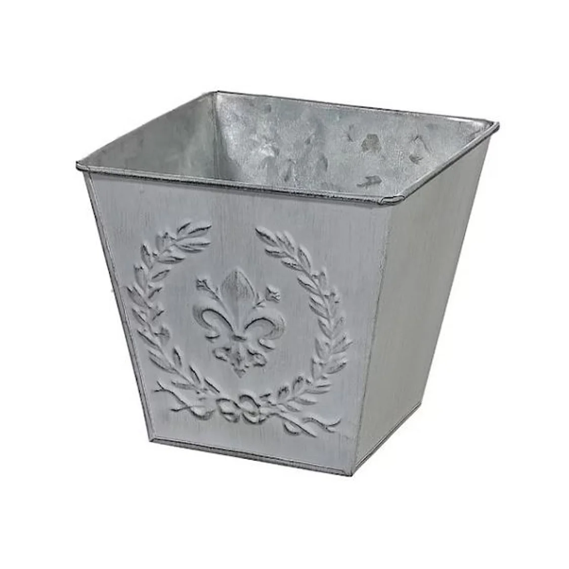 Premium Quality Customizable Metal Embossed Decorative White Planter Indoor/Outdoor Nursery Home Flower Pot for Garden Decor