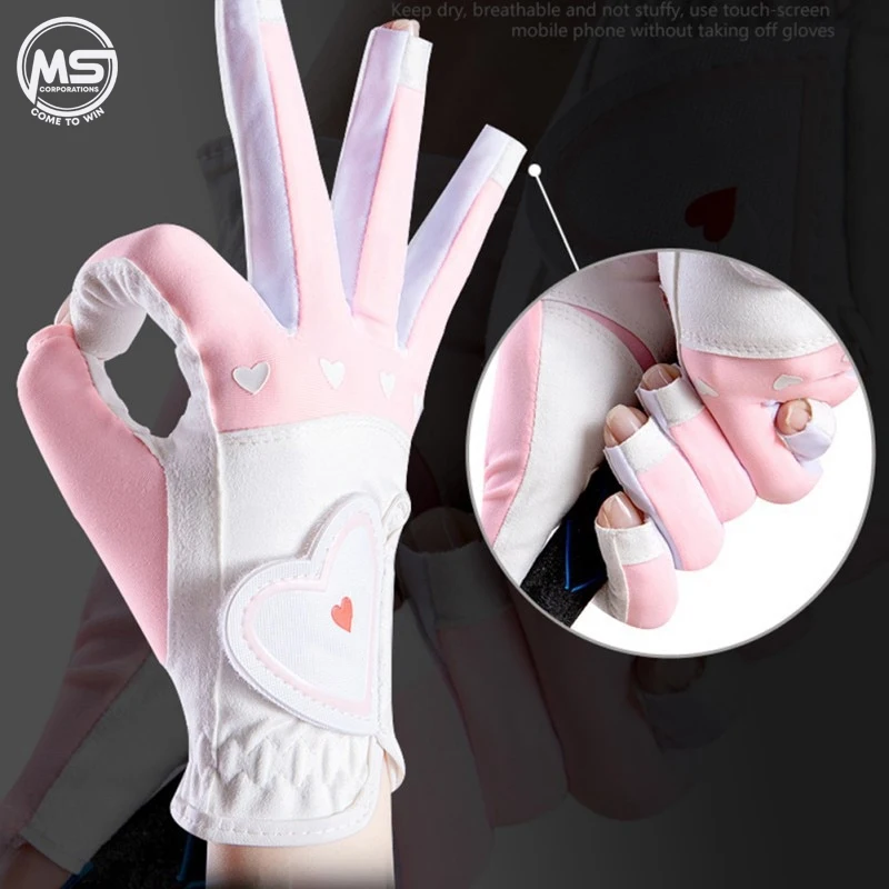 1Pair Women Golf Gloves Fingerless Soft Sport Ladies Granules Anti-Skid Glove Left And Right Hand Golf Gloves