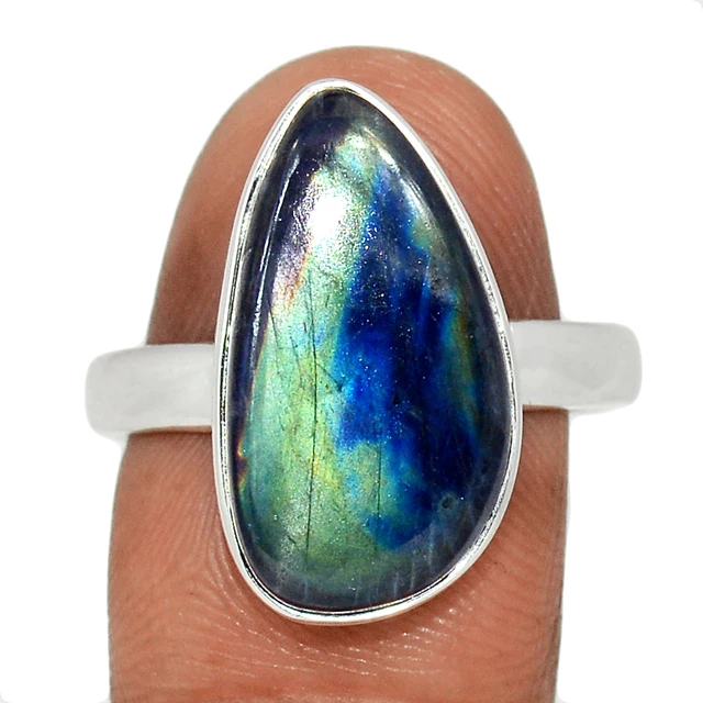 UV Overseas - Spectrolite Labradorite Gemstones & Jewellery 925 Sterling Silver Vintage Jewelry Charm Rings For Girls