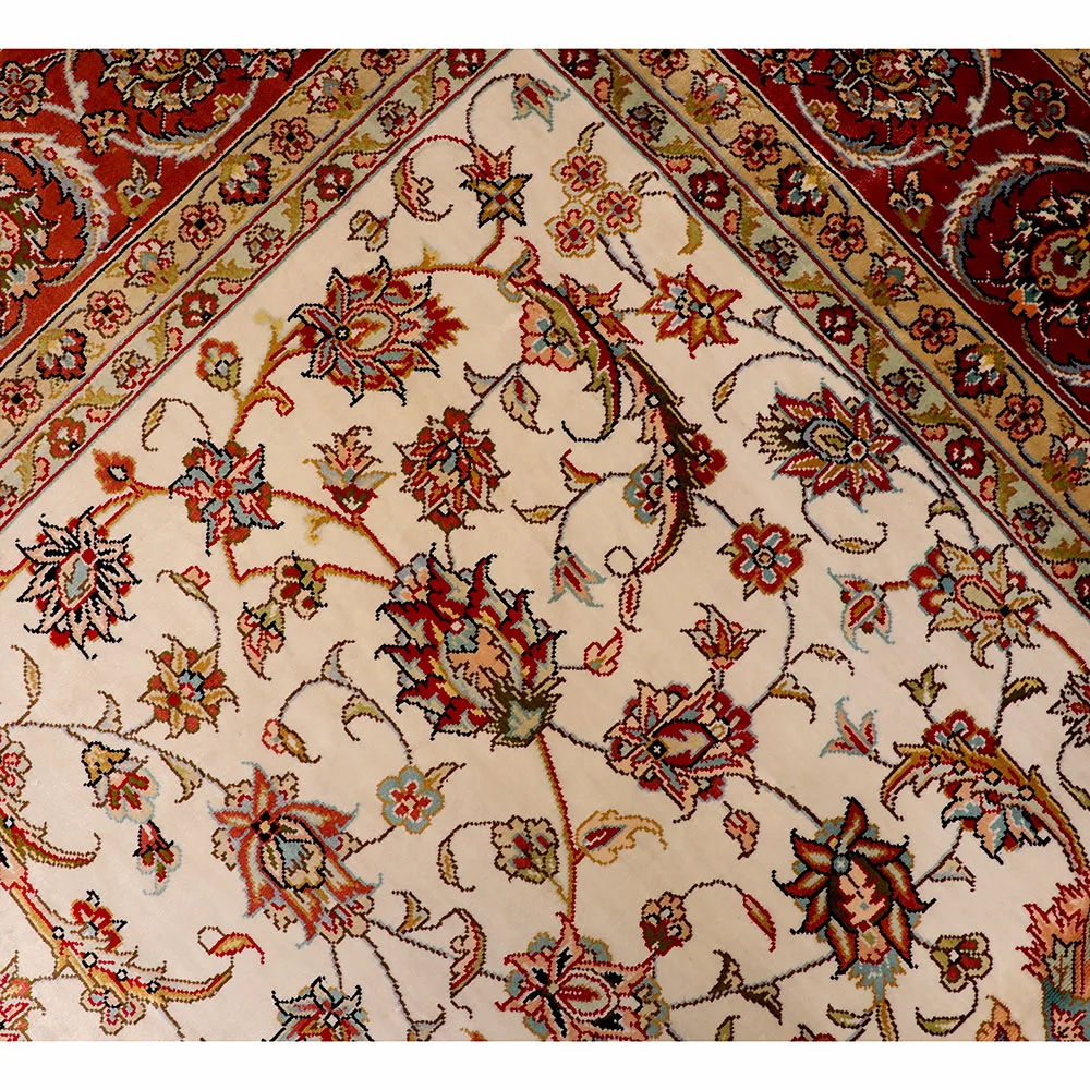 Yuxiang 4.5x6.5ft Top Handcraft Pakistan Rug Beige Hand Knotted Area Rug Pure Silk Persian Carpet