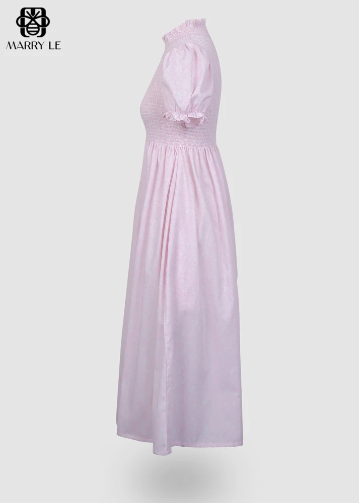 PINK SHIRRING WOMEN DRESS wholesale women clothing Top Casual OEM ODM Customized clothing - MD532