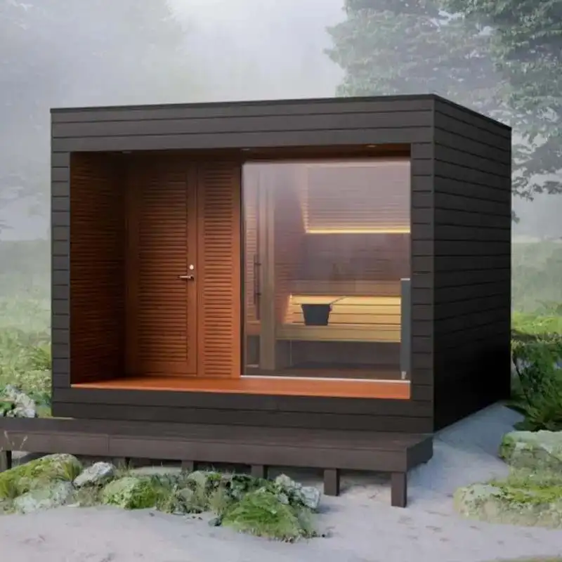 High end luxury customized Canadian hemlock outdoor traditional steam sauna wooden room