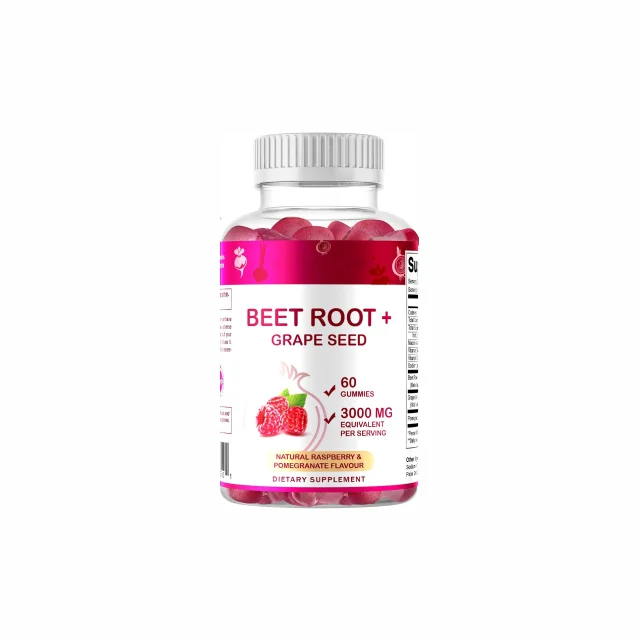 Pure & Fruit Extract Beetroot Gummies | Dietary Supplement | Made with Vitamin B6, B12, Grape Seed, Pomegranate & Nicotinamide