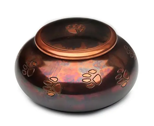 Brass Silver Pet Urn  Memorial Metal Cremation  for Dog and Cat Ashes Paw Print Hand Carved Urn for Pets Medium Pewter Urns