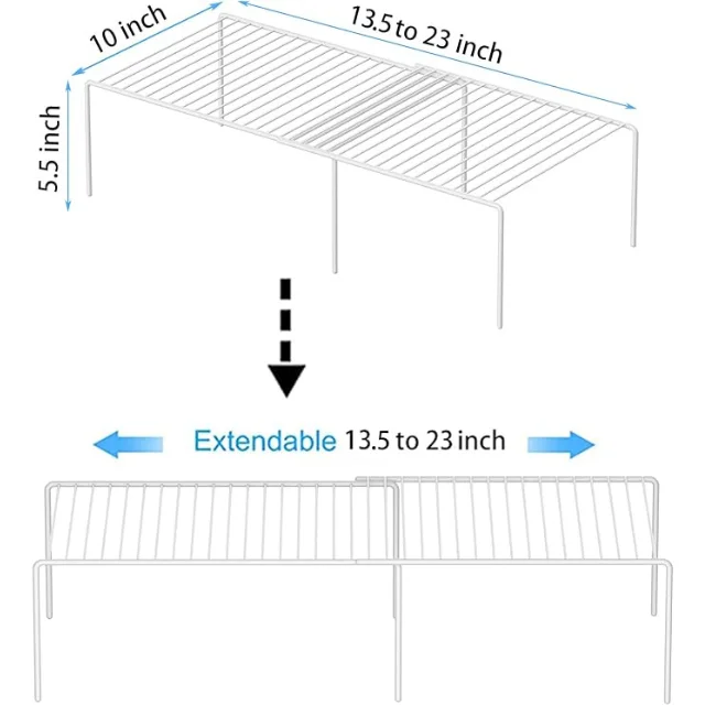 Modern Cabinet Storage Shelf Rack: Expandable Rustproof Metal Organizer for Kitchen Counters and Cabinets