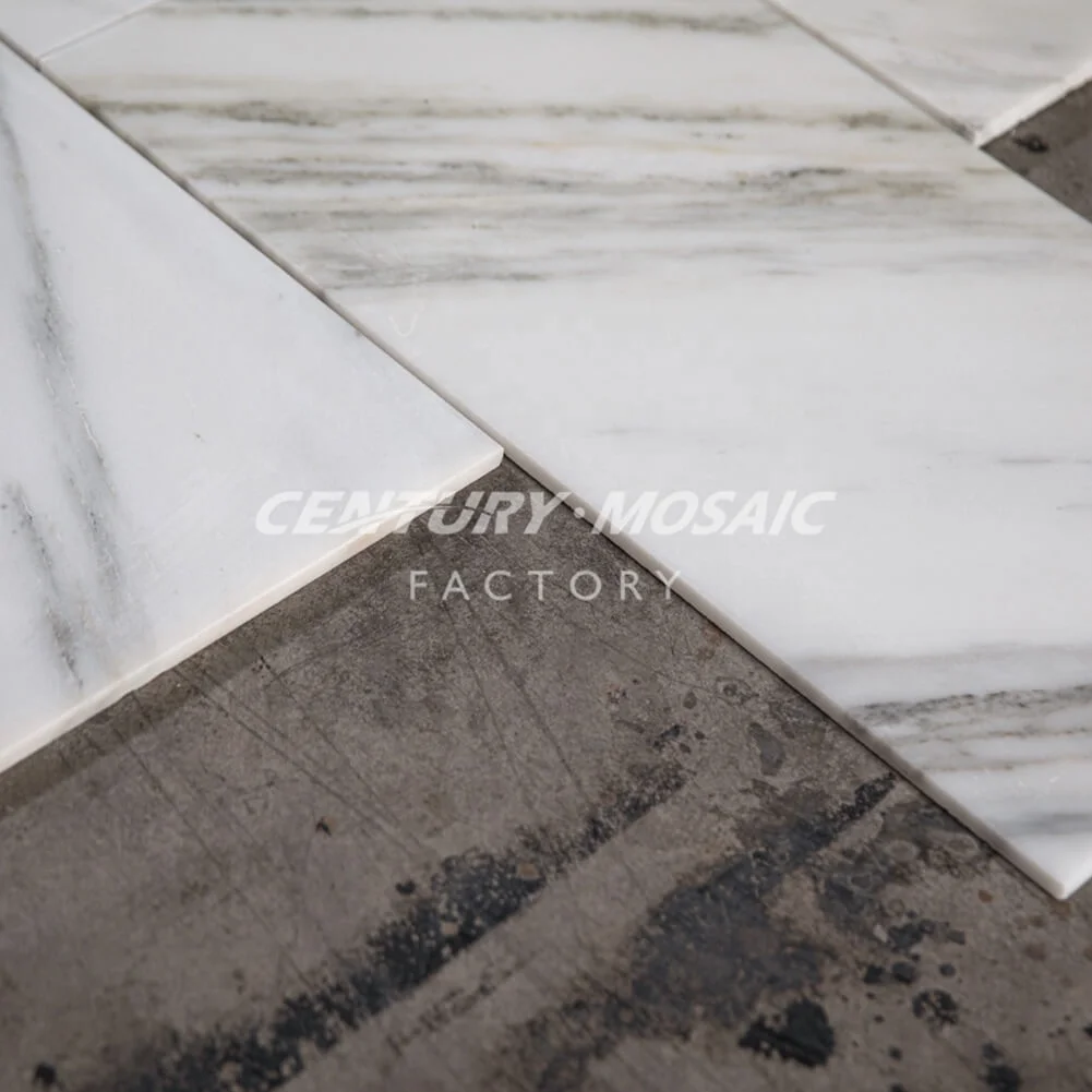 Centurymosaic Wholesale Lasa Bianco White Marble Stone with Gray Veins Wall Floor Tile Prices