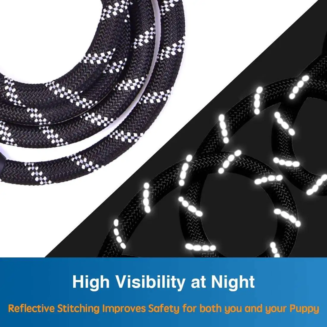 Amazon Hot selling nylon reflective soft paracord walking training heavy duty nylon rope dog leash