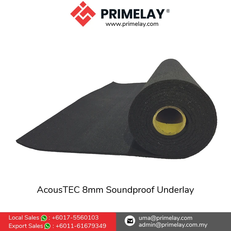 AcousTEC 8mm Soundproof Rubber Underlay Roll Top Selling Durable Long Lasting Carpet Accessory 8 Rubber Flooring Accessories