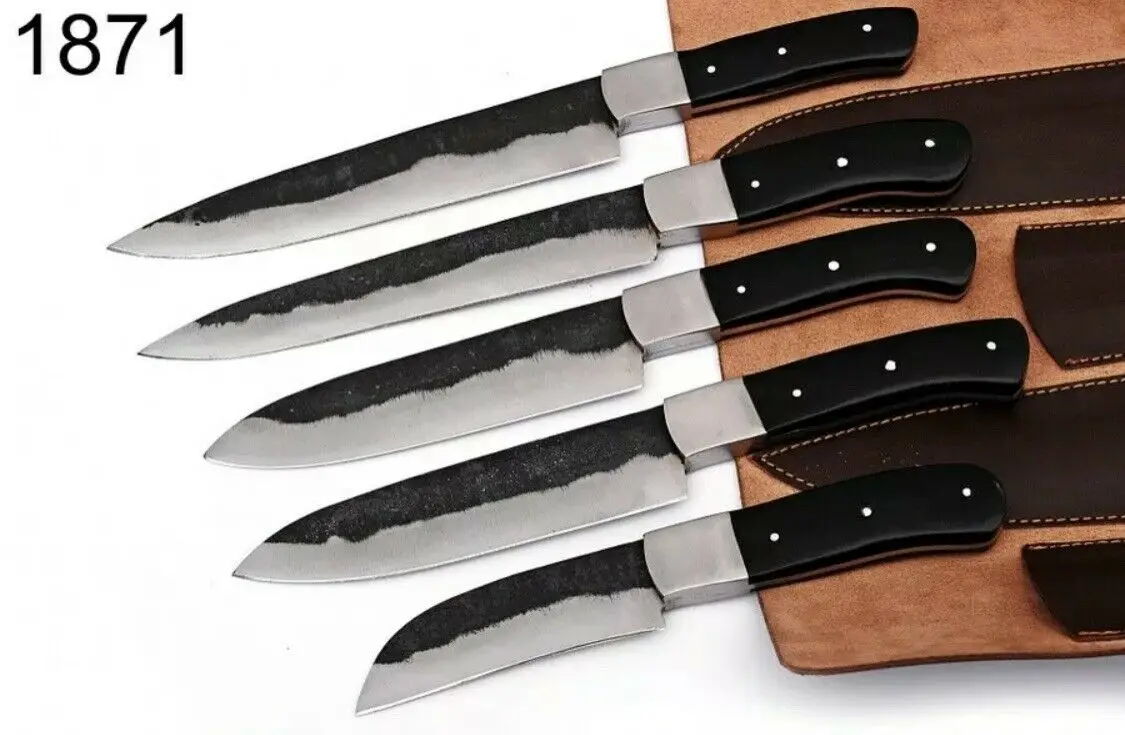 Quality Wholesale Custom Made High Carbon Steel Chef Knives Set Kitchen Knives Chef Knife with Leather Roll Case