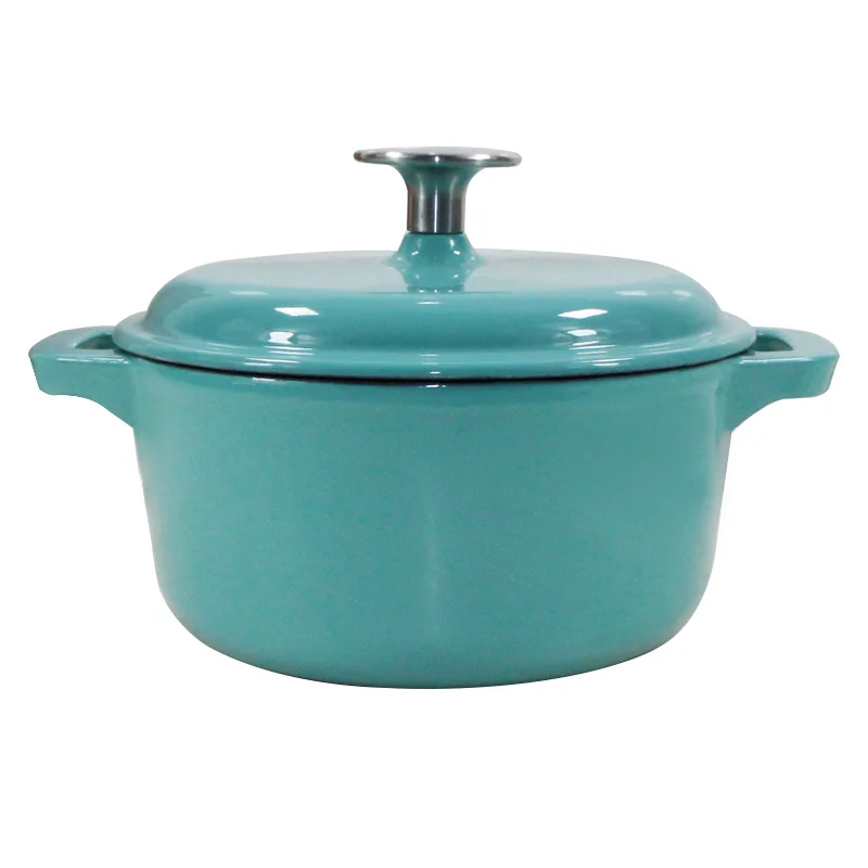 1.5L Cast Iron Covered Round Dutch Oven with Lid Enameled Casserole Pot French Oven Cookware with SS Knob for Baking Roasting