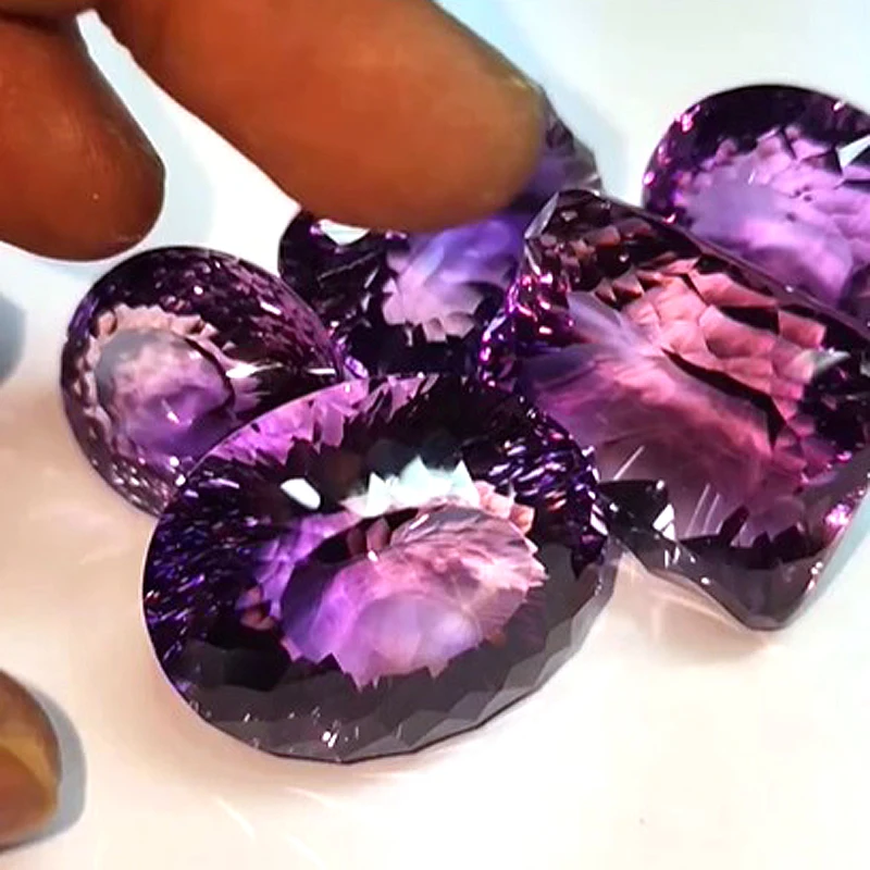 5 Pcs Natural Amethyst 23mm to 30mm Oval rectangle Laser Cut 409 cts lot Iroc Sales High quality Brazil Amethyst loose gemstone