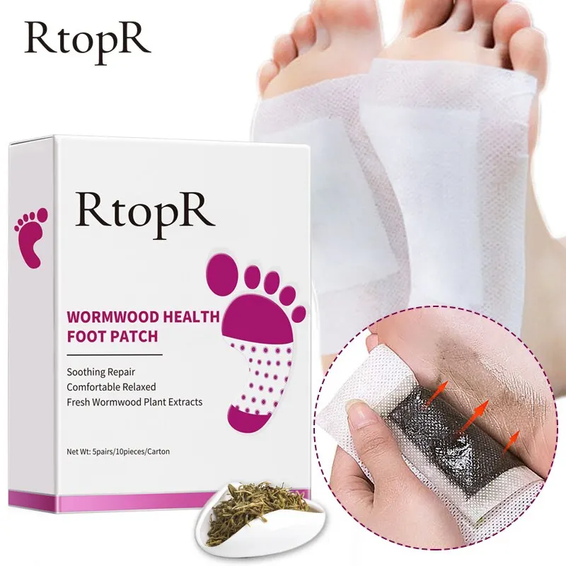 RtopR Wormwood Health Body Detox Foot Patch Effective Improve Sleep Quality Organic Detox Beauty Slimming Feet Cleansing Patch