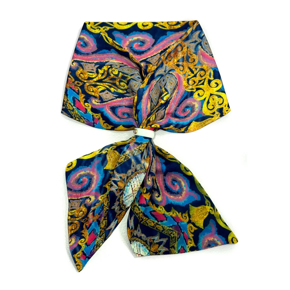 High Quality Silk Scarf Tie with Traditional Ornaments Wholesale From Manufacturer Scarves
