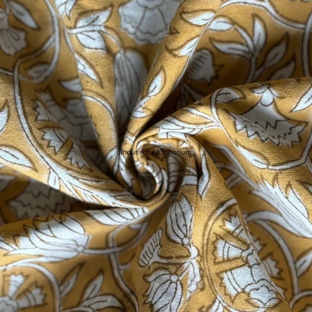 Hand Block Print Cotton Cambric 60X60 Running Fabric Traditional Jaipuri Print Cotton Fabric