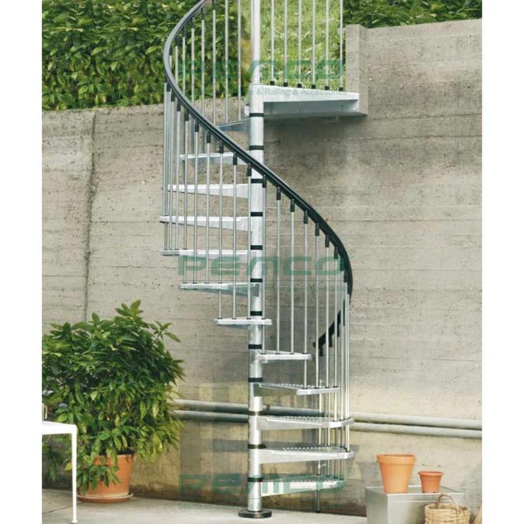 China Factory Prefab Stairs Round Spiral Stairs Modern Custom Tube Railing Spiral Staircases
