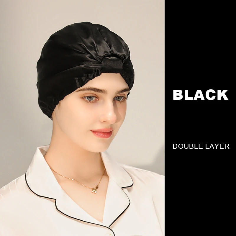 Quality Custom 100% Mulberry Silk Bonnet Daily Soft Hair Cover Sleeping Cap European Style Turbans