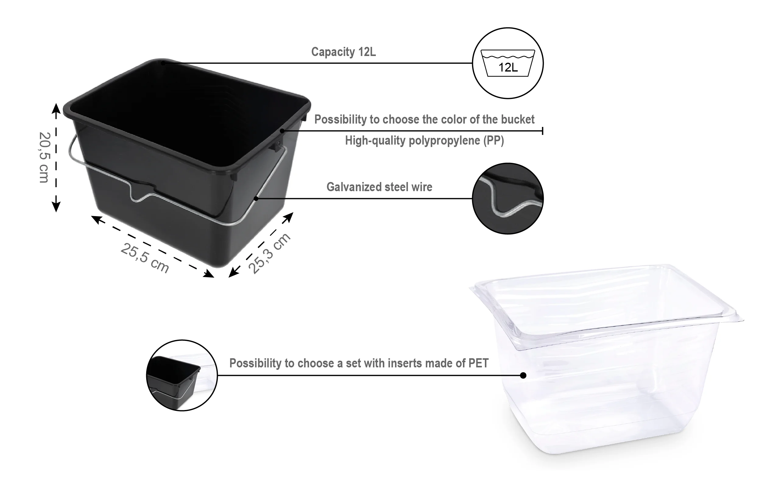 Paint bucket 12L from Rolmaster - Wall painting accessories - Polypropylene bucket for painting - Home DIY and industrial