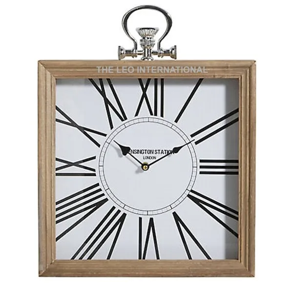 Table Clock Stainless Steel and Wood Material Hand Crafted Super Silent Non Ticking Analog for Bedroom 8x4x15 Inch