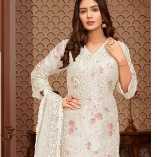 Hot Sale Exclusive Design of Fancy Embroidery Salwar Kameez Partywear Kurti Pant Set From Surat for Women Wholesaler of Dress