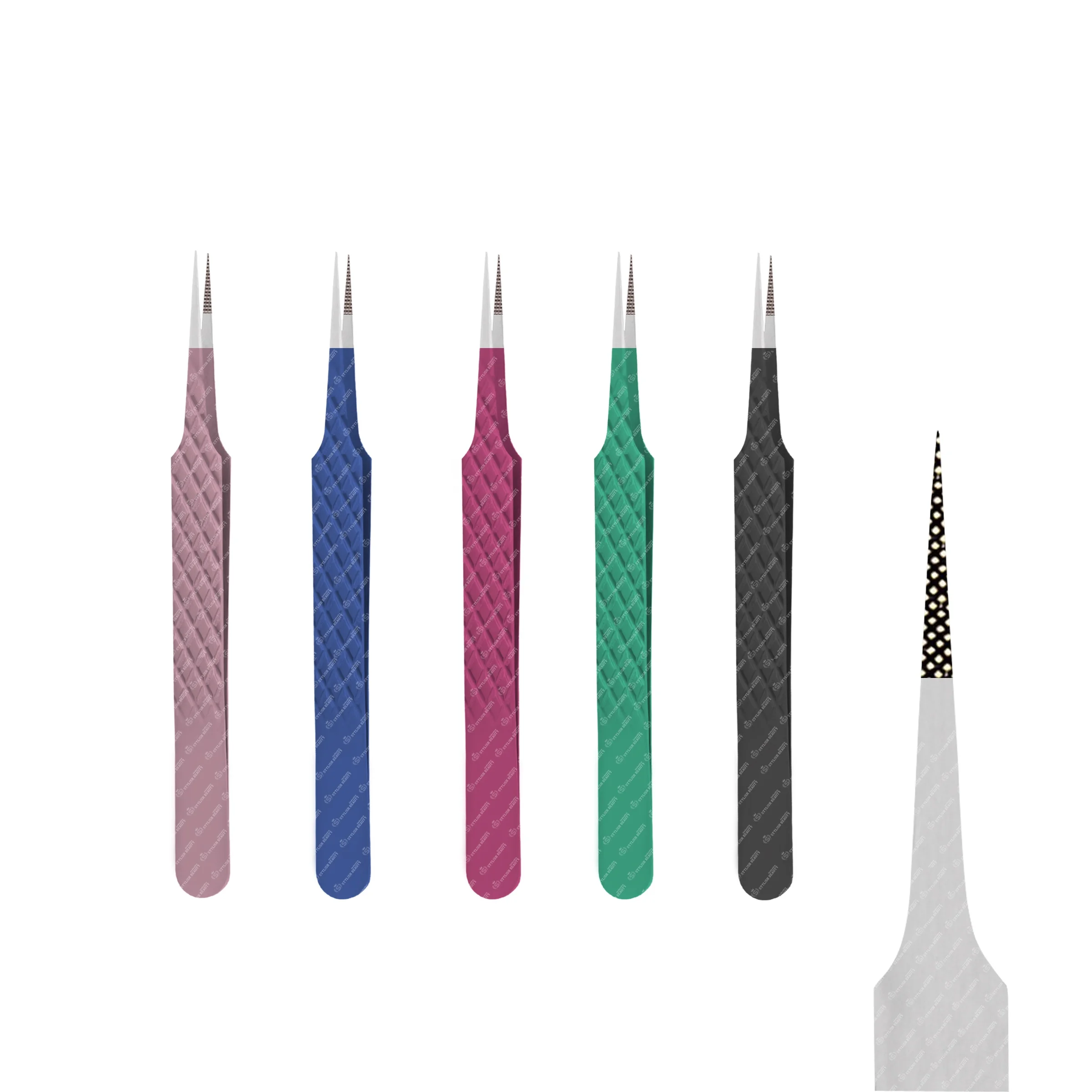 Russian Volume High Quality Eyelash Extension Tweezers Diamond Grip Fiber Tip Lash Tweezers Eyelash Extension Tweezers