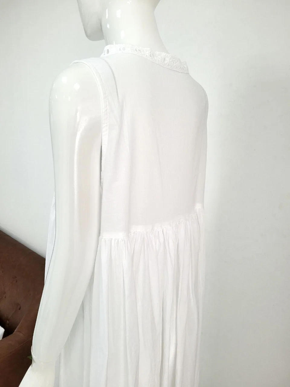 Custom Embroidery White Cotton Nightgown Cotton Lace and Buttons Nightwear, Sleep Dress, Gift For the Bride, Wife, Girlfriend