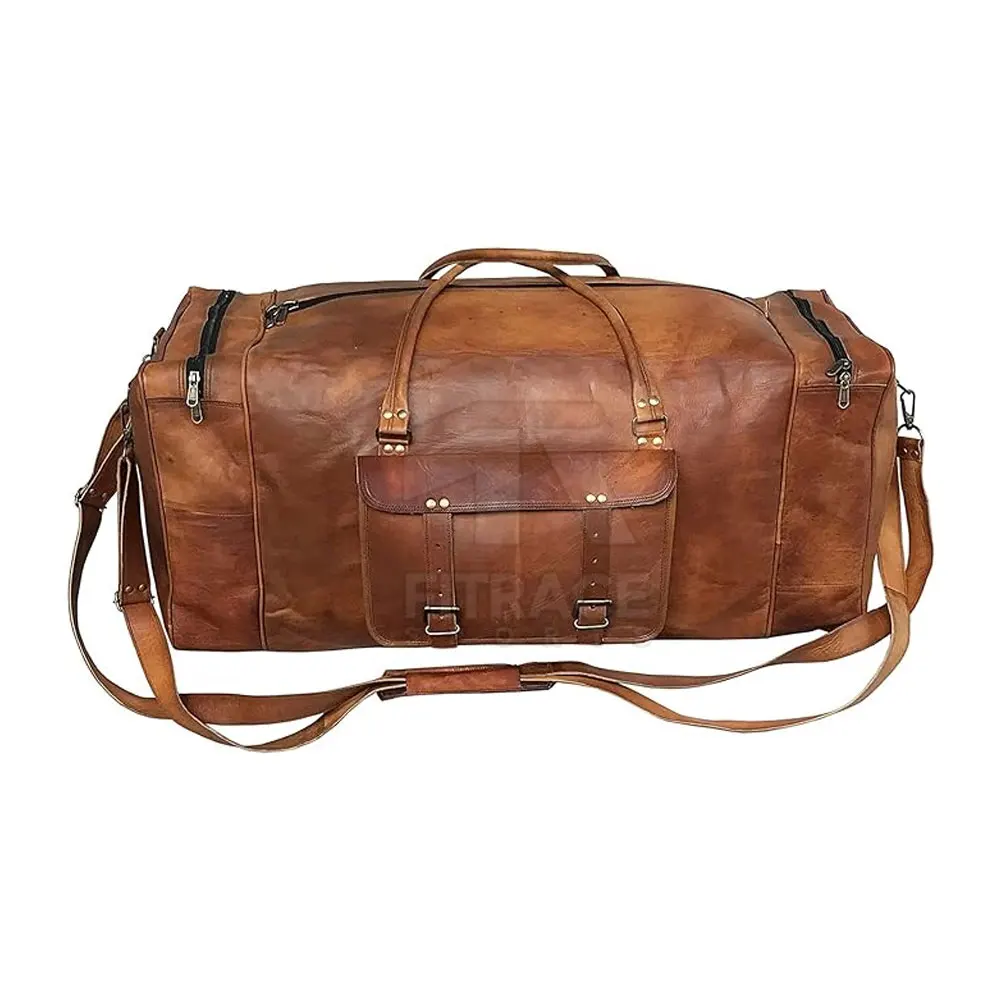Outdoor Factory Made Leather Travel Bag Wholesale Low Moq Luggage Leather Travel Bag For Men