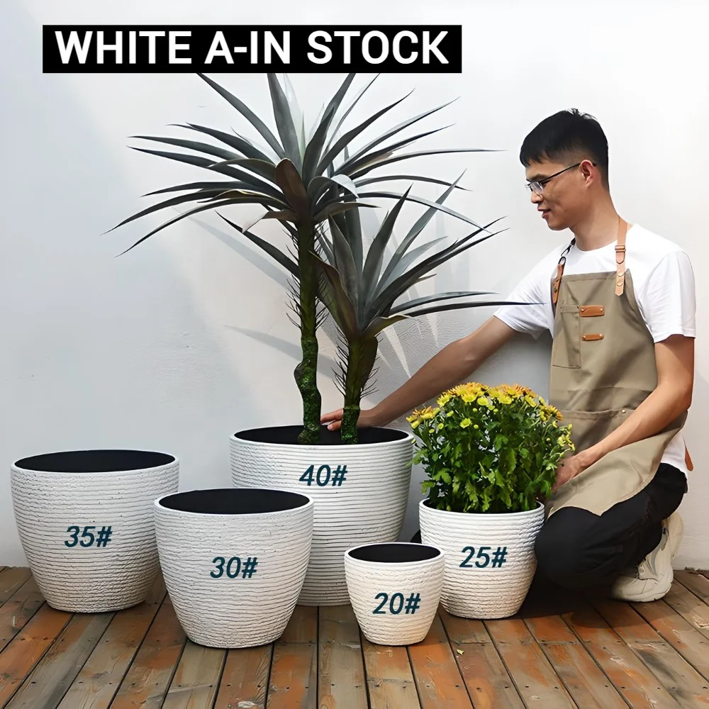 Premium resin white plastic flower pot for DIY flower arrangements home decor