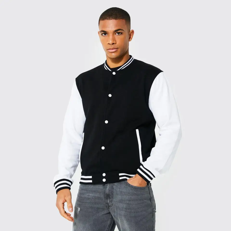 Oem Custom embroidered bones College Sports Varsity Jacket Embroidery Bomber Varsity Jacket