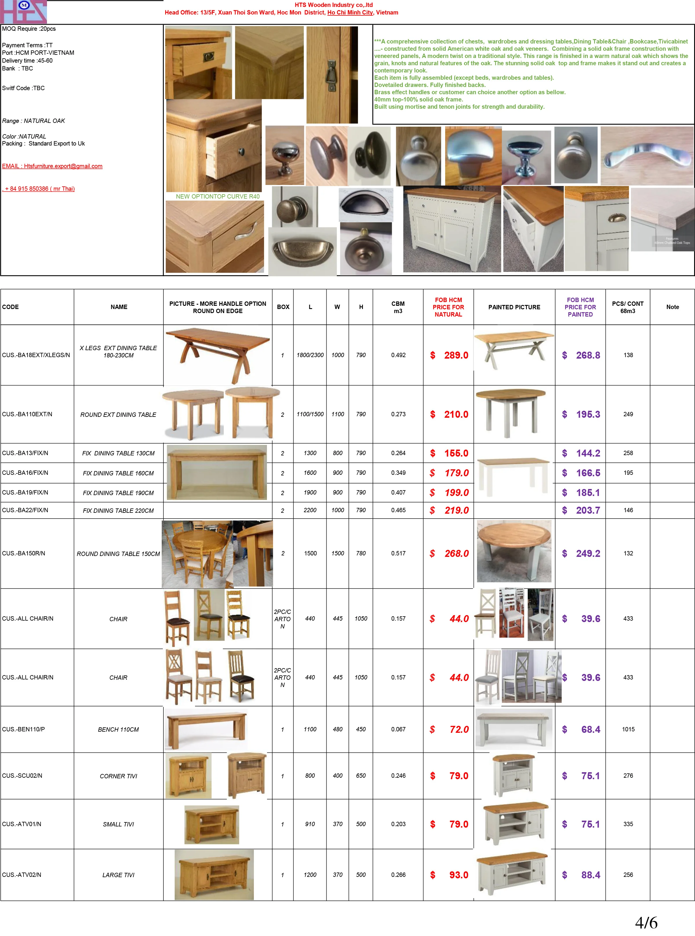 HTS 01 FULL COLLECTION PRICE - HTS WOODEN INDUSTRY CO .,LTD