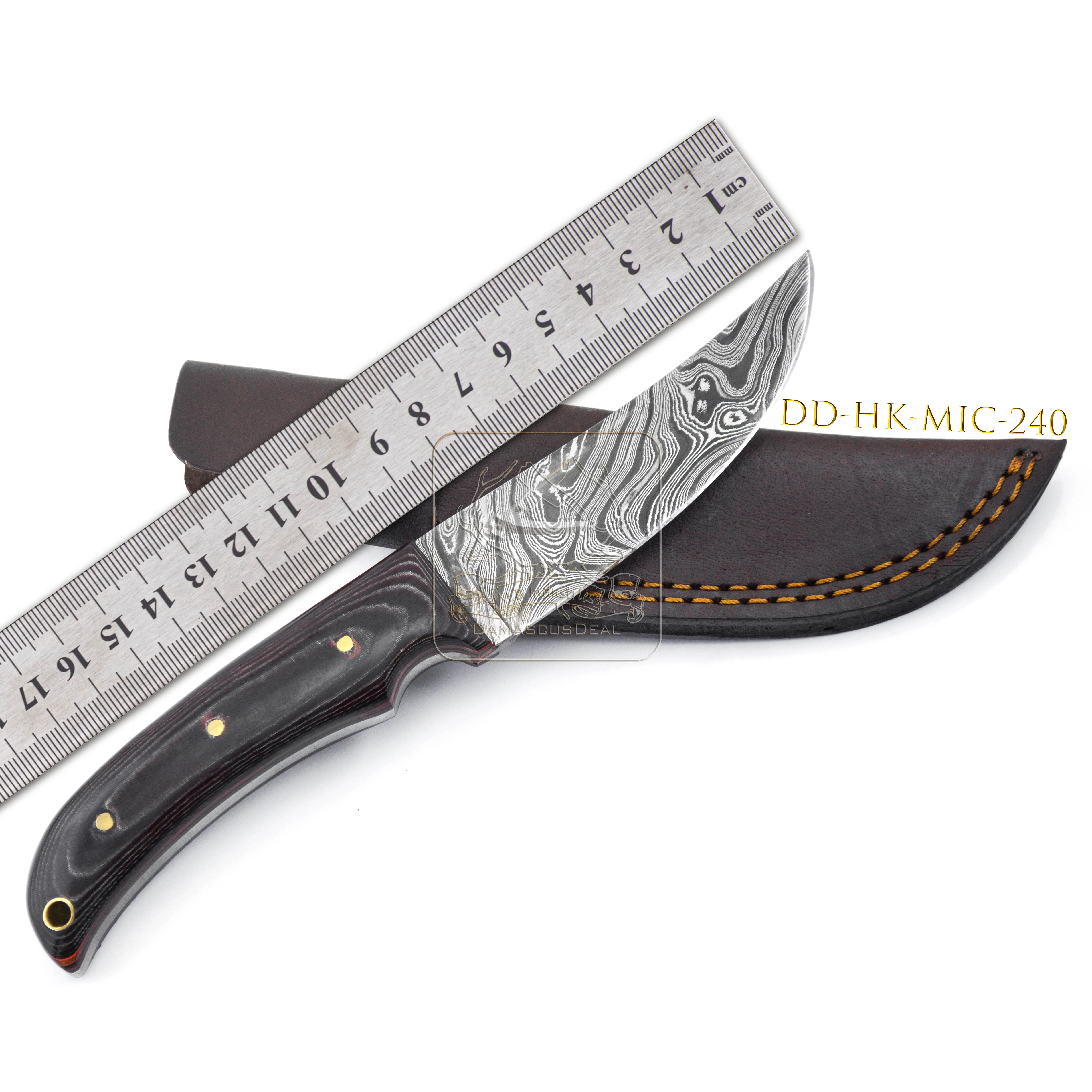 Hot Selling DD-HK-MIC-236 Outdoor Bushcraft Camping Survival Knife 192 Layers Damascus Steel Sword Micarta Stainless Stainless