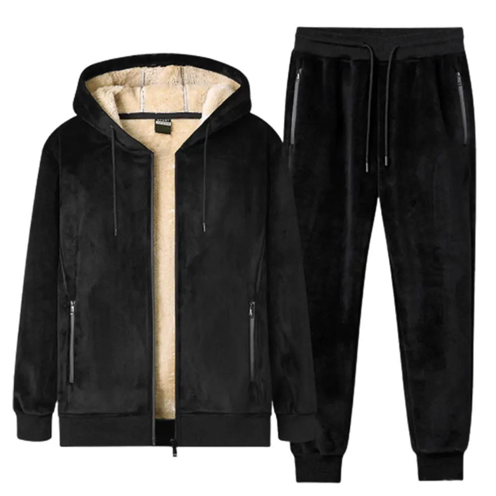 Зимний теплый спортивный костюм для мужчин комплект из 2 предметов бега комплекты с теплой толстовкой флисовый ветрозащитная Спортивная одежда спортзала