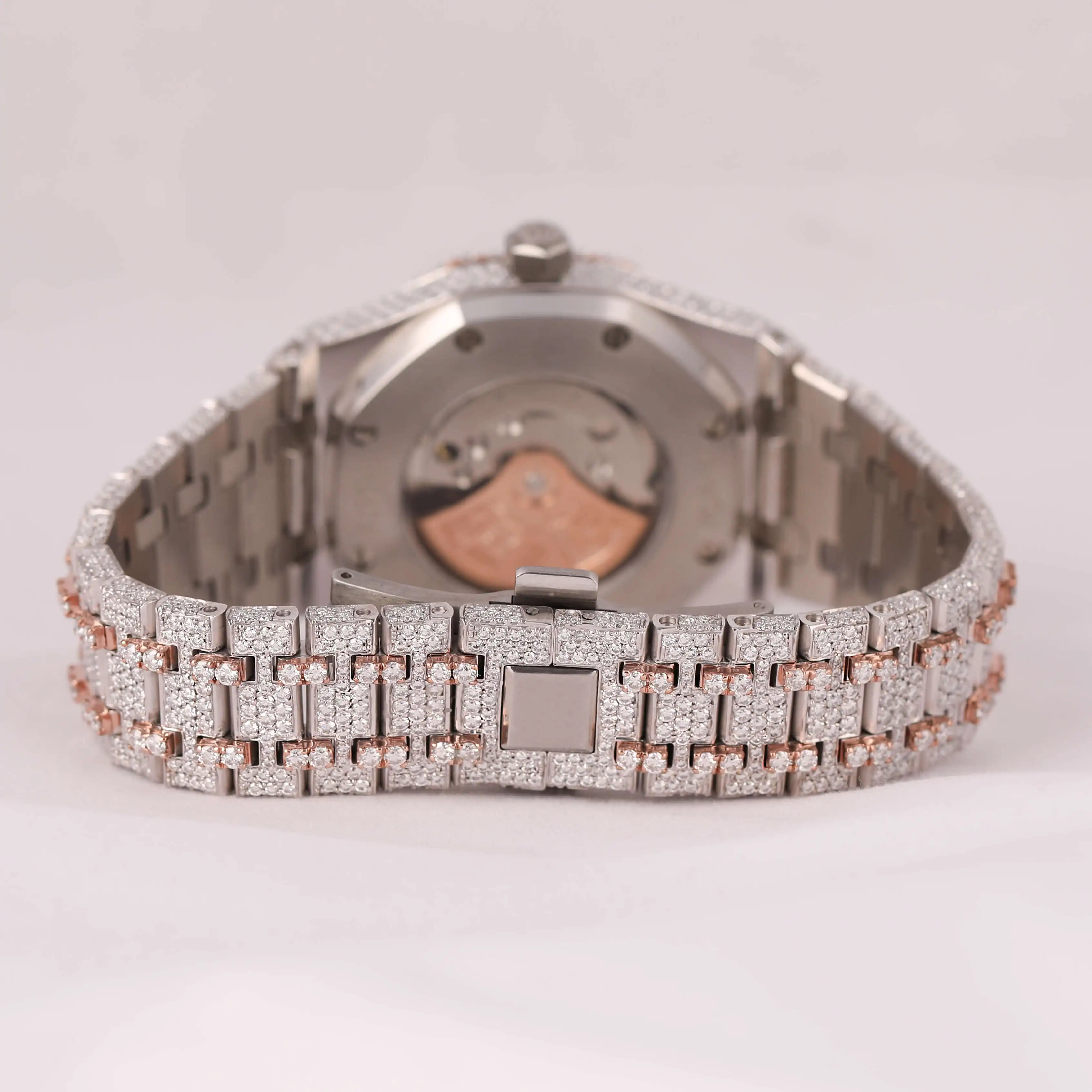 Dual Tone Branded Full Iced Out High Quality Luxury Silver Original Hip Hop Men Moissanite Diamond Wrist Watch