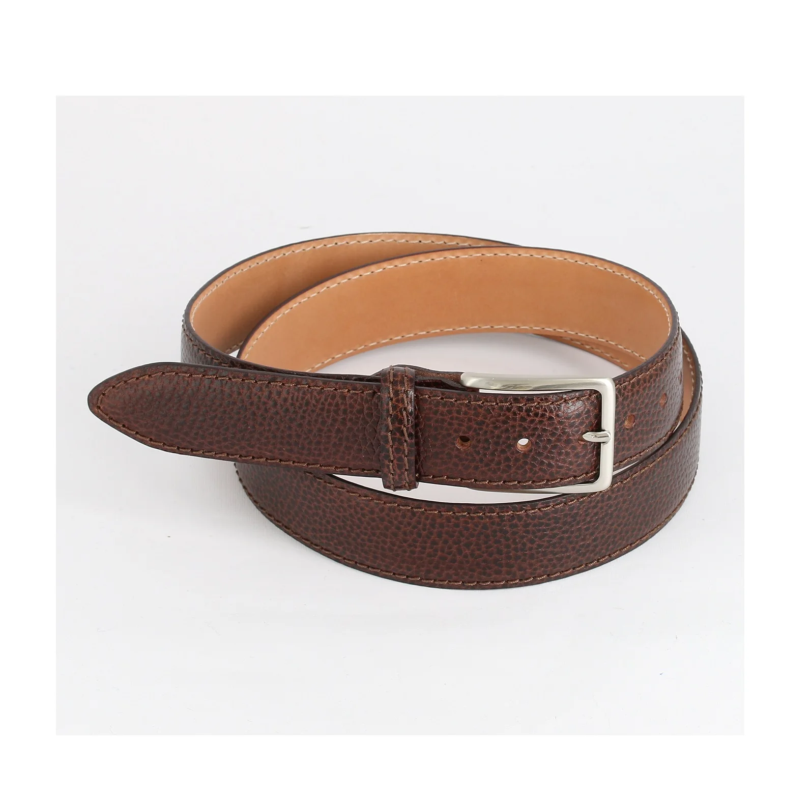 GENUINE CALFSKIN LEATHER HAND MADE IN ITALY HAMMERED TRENDY FASHION MEN BELT WITH STEEL BUCKLE