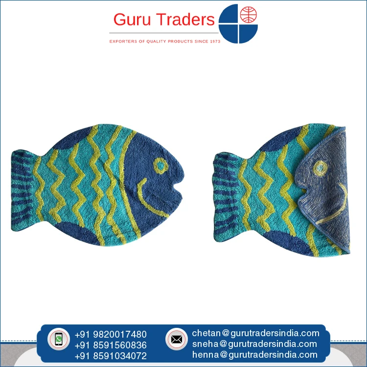 Widely Selling Superior Quality 100% Cotton Shaped Anti Skid Hot Melt Backing Bath Mat at Discounted Price from India Origin