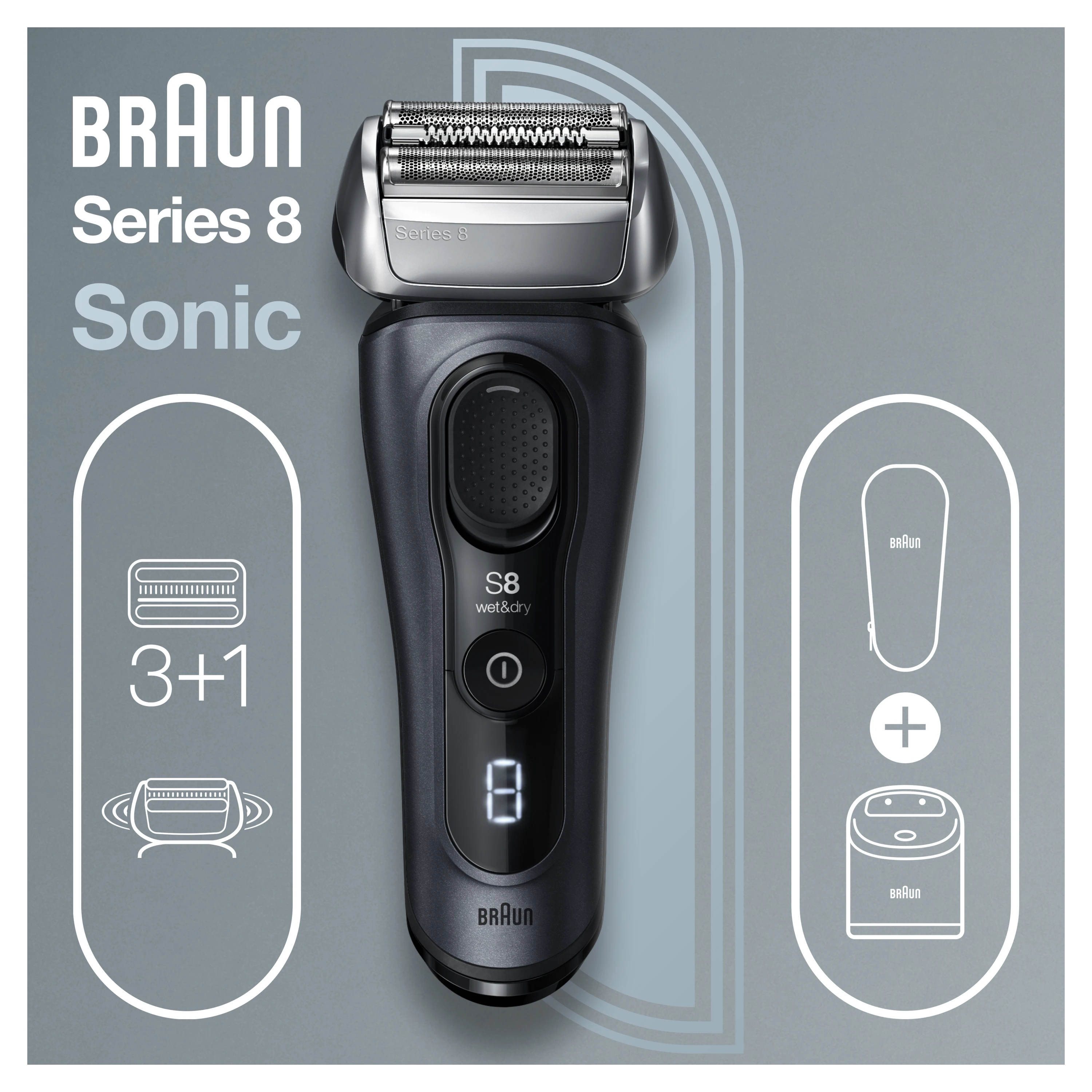 Braun Series 8 8453cc Electric Shaver for Men, 3+1 Head with Precision Trimmer