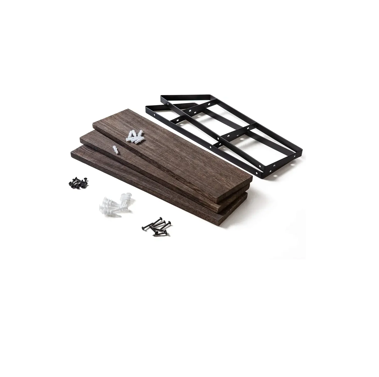 MKono Rustic Metal Floating Wall Shelf 17-Shelf Multifunctional Hanging Bracket Carved Living Room Wardrobe Bracket Black Brown