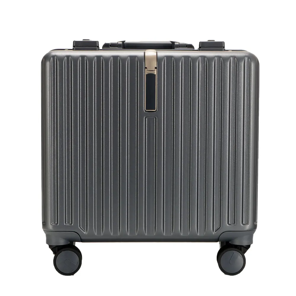 18-Inch High Quality 100% PC New Type Fashionable Aluminum Carry-On Luggage Suitcase with Portable TSA Spinner Valise for Travel