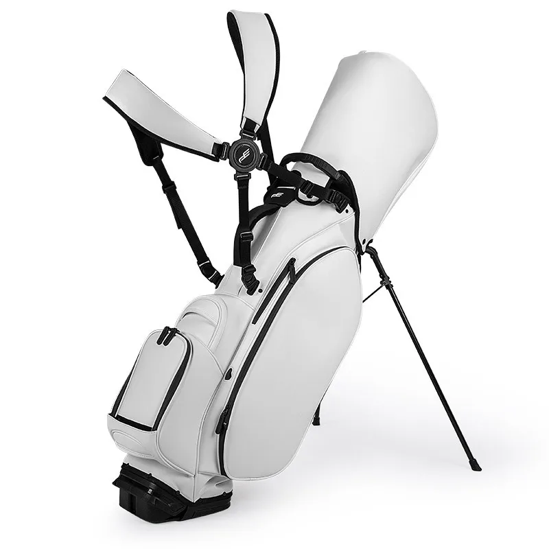China Custom Black White Grey Soft and Durable PU Golf Bag Staff Caddies Golf Tour Stand Bag