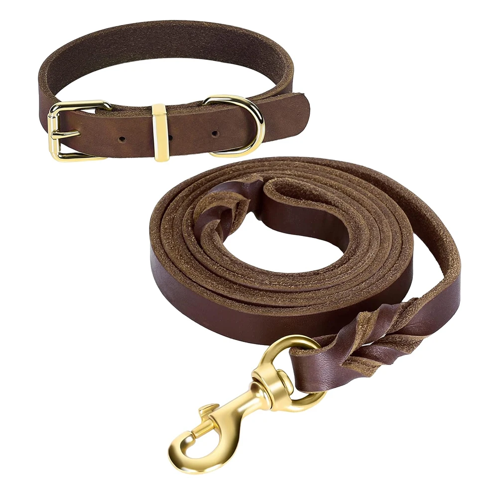 Dog Collar And Lead Sets Best Product Soft Braided Leather Material Hand Made Pet Collars Sets BY Fugenic Industries