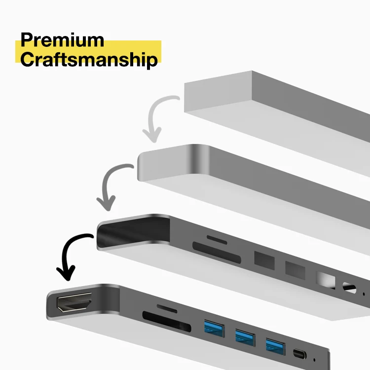 Amazon трендовые модели USB 3,0 thunderbolt 3 многопортовый usb c Ключ и концентратор для macbook серии 7 портов USB концентратор PD зарядки, готово к отправке