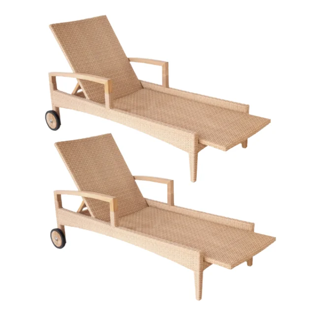 New Product High Quality Rattan Sun Loungers Outdoor Sunbed Beach Chair Natural Folding Chair Direct Factory