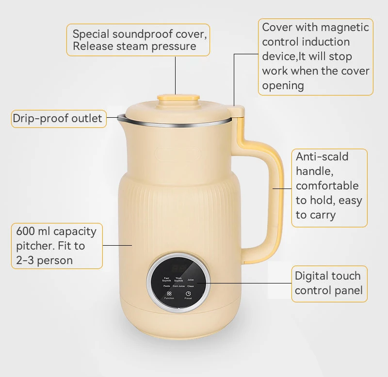 Stainless steel Powerful Electric Soymilk Machines Heating Automatic nut milk maker machine mini blender